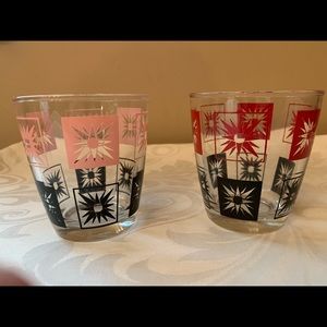 2 Vintage mid century sour cream glasses